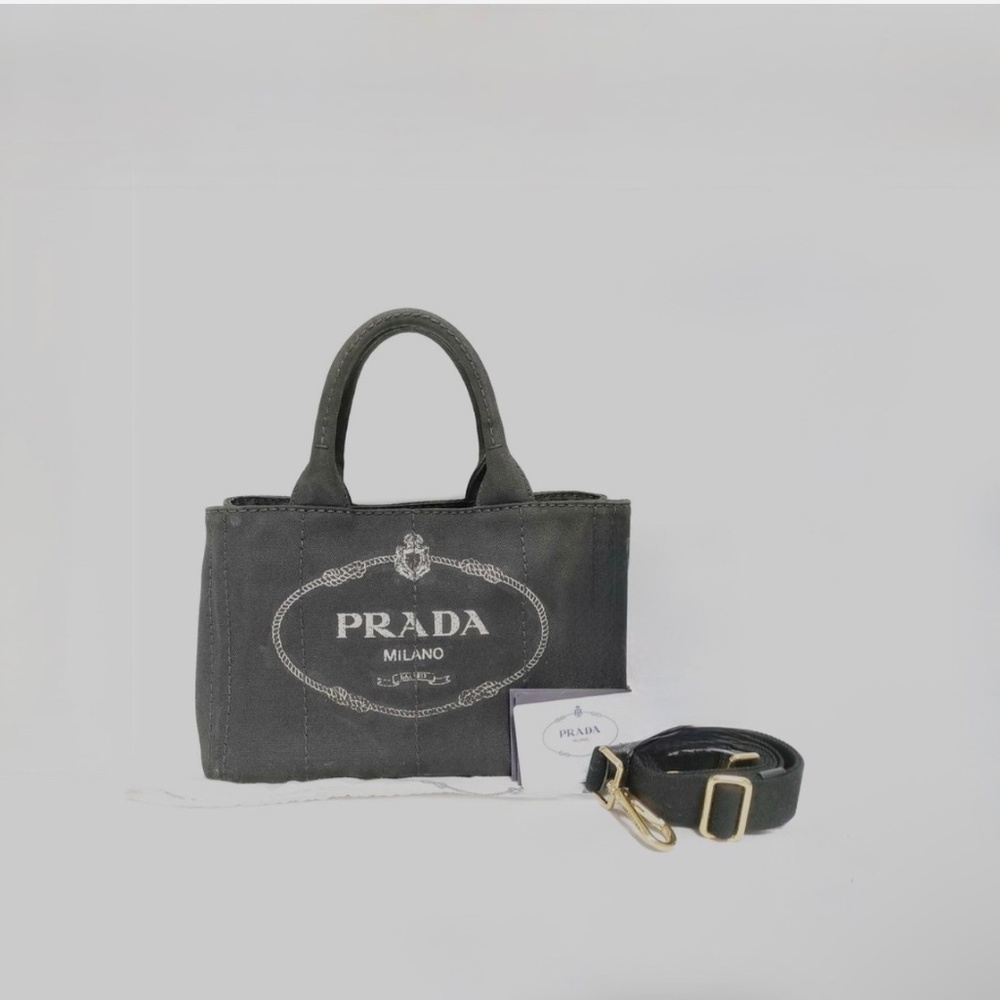 PRADA Canapa Tote Black Canvas includes strap and authentication card - Picture 1 of 5